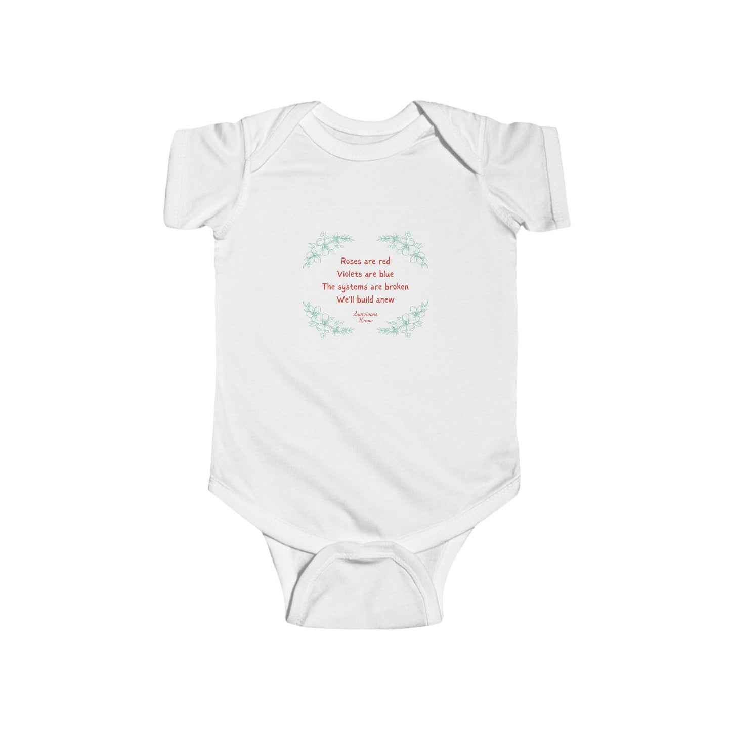 Cute Floral Infant Bodysuit - "Roses are Red" Poem Design