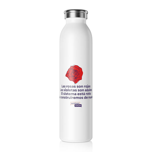 Inspirational Slim Water Bottle - "Las rosas son rojas" - Eco-Friendly Hydration