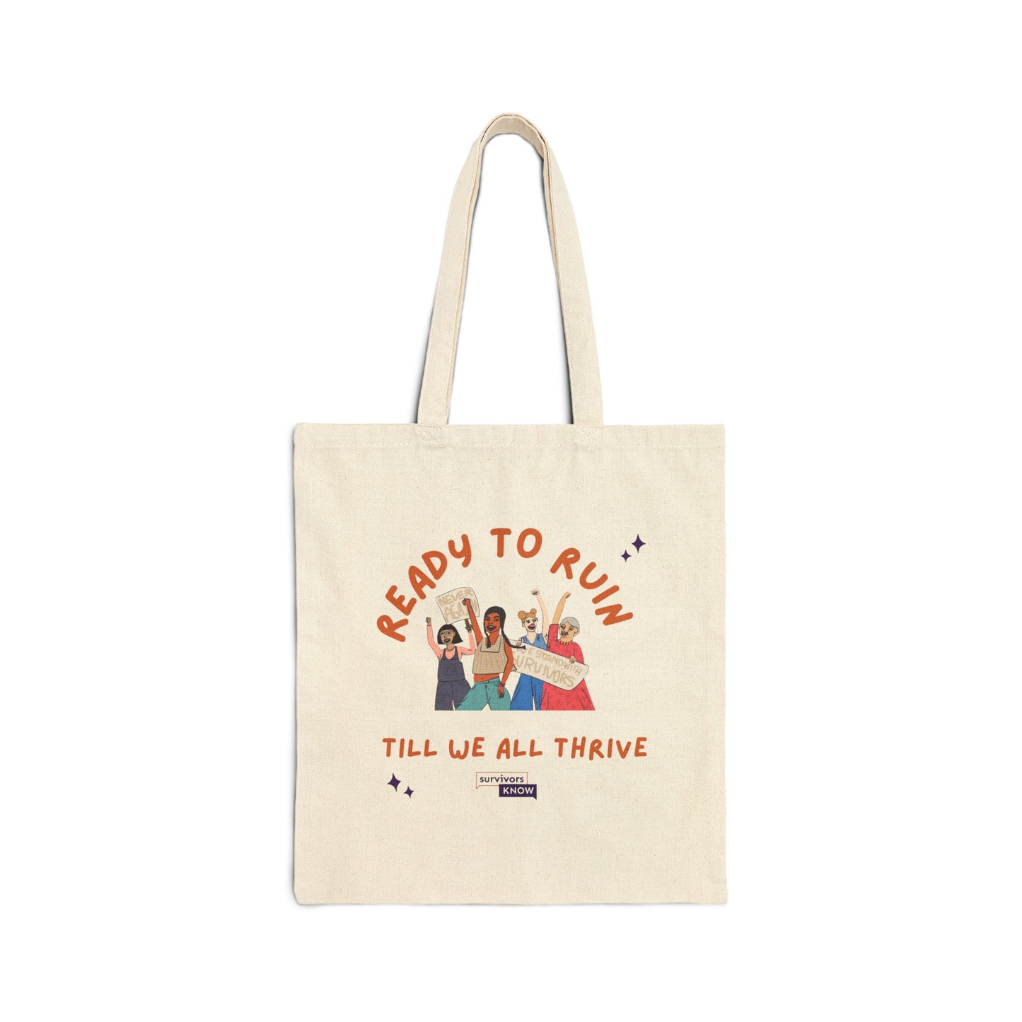 Tote Bag — "Ready to Run / Till We All Thrive" Canvas Market Tote