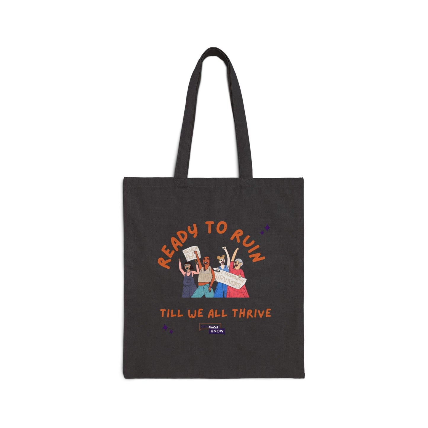Tote Bag — "Ready to Run / Till We All Thrive" Canvas Market Tote