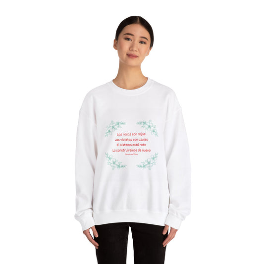 Inspirational Floral Crewneck Sweatshirt - "Las Rosas Son Rojas"